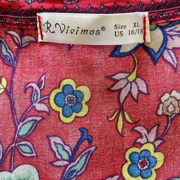 R. Vivimos Floral Short Boho Dress Size XL - Picture 2 of 3